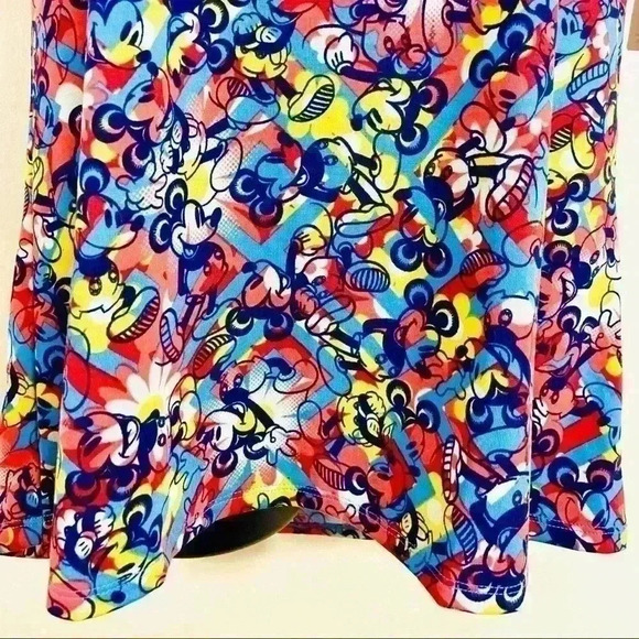 NWT LuLaRoe DISNEY Mickey Mouse Rainbow Scoop Neck Short Sleeve Fit Flare Top S - Picture 7 of 12